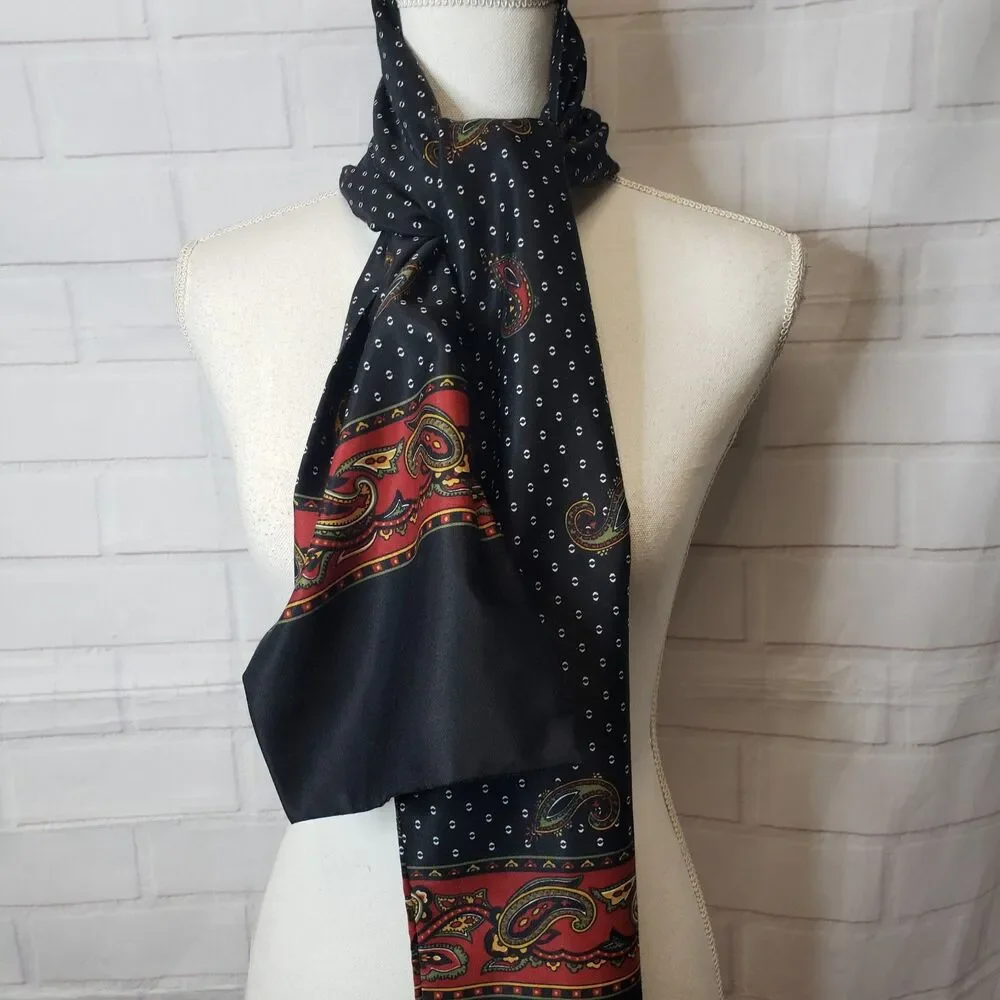 Mens Vintage British Mod Style Navy Paisley Dress Neck Scarf 58 x 8